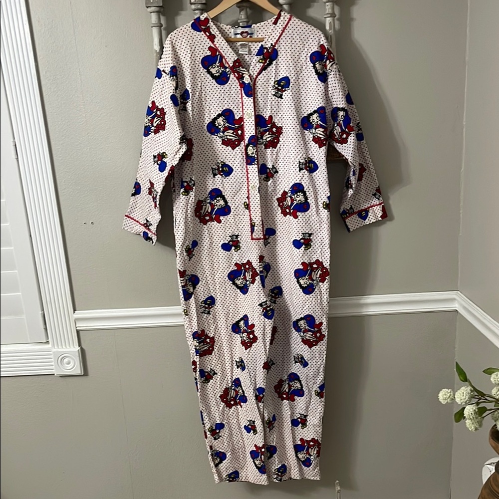 Betty Boop womens one piece flannel pajamas size Large